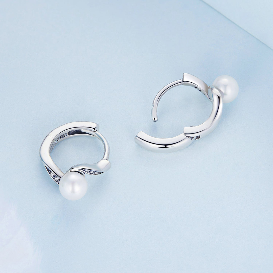 925 Sterling Silver Earrings with Quality Shell Pearl and Oxidized Silver for Women