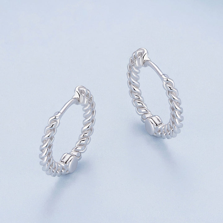 925 Sterling Silver Earrings Size 14*1.5mm Plated Platinum for Women