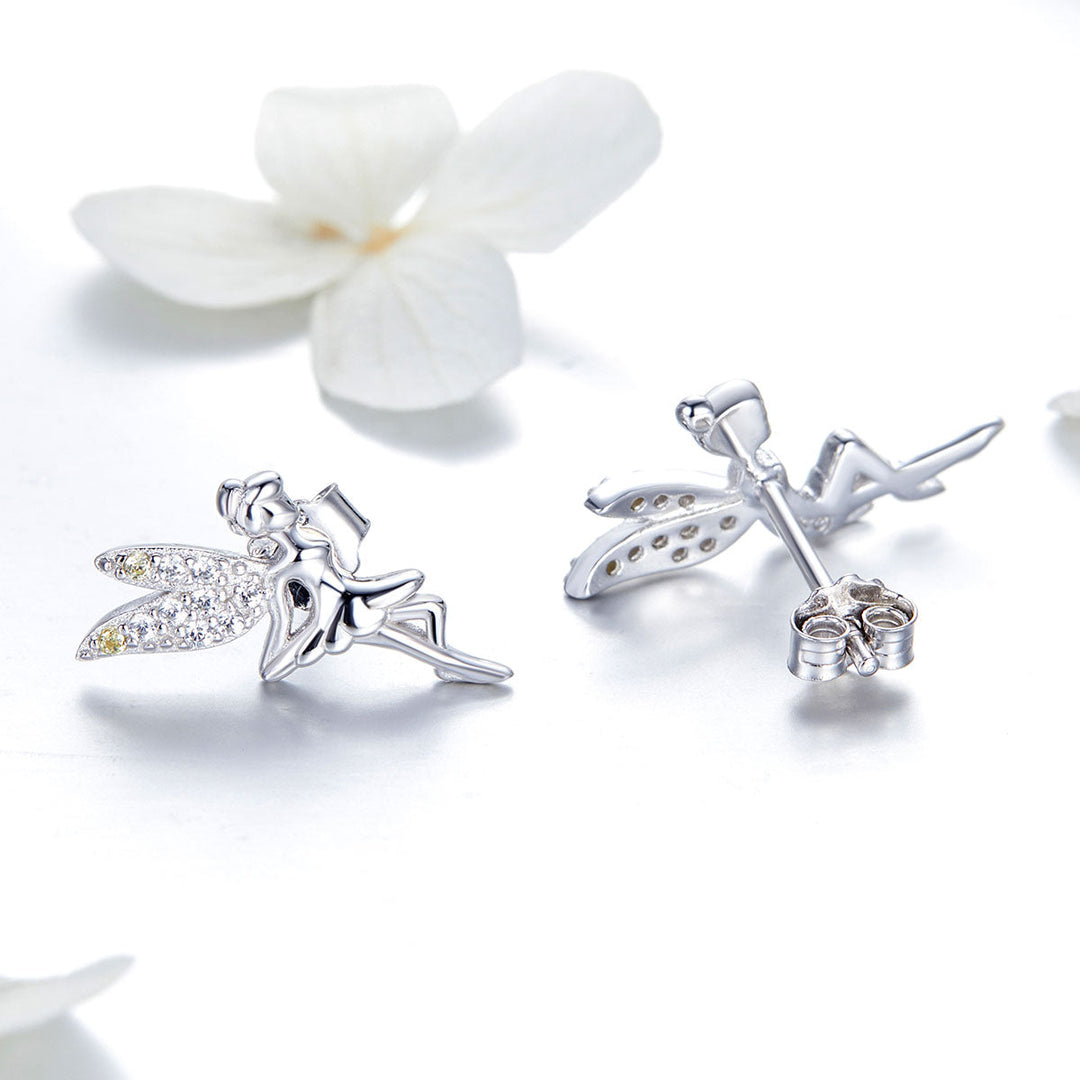 925 Sterling Silver Stud Earrings with CZ, 1.2 x 1.5cm &amp; 1.5 x 0.9cm, Women