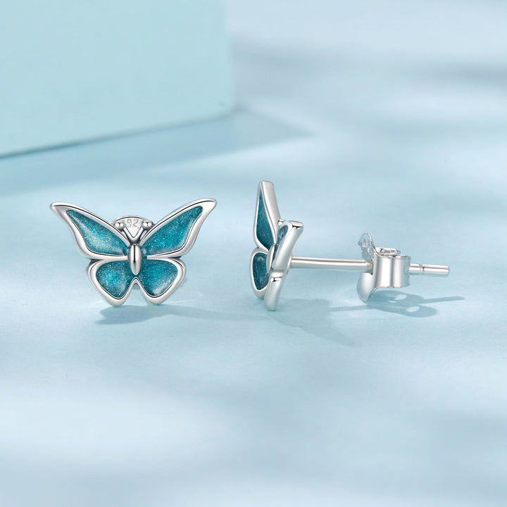 925 Sterling Silver Enamel Oxidized Earrings Size 0.7*1.1cm for Women