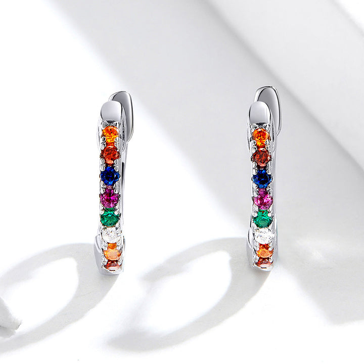 S925 Sterling Silver Earrings with CZ Pave Setting