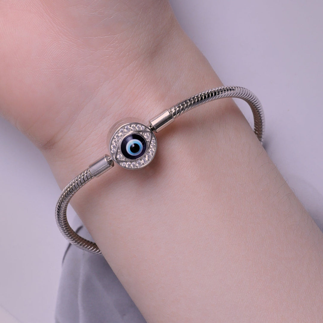 925 Sterling Silver Bracelet with CZ &amp; Resin, Size 17.0