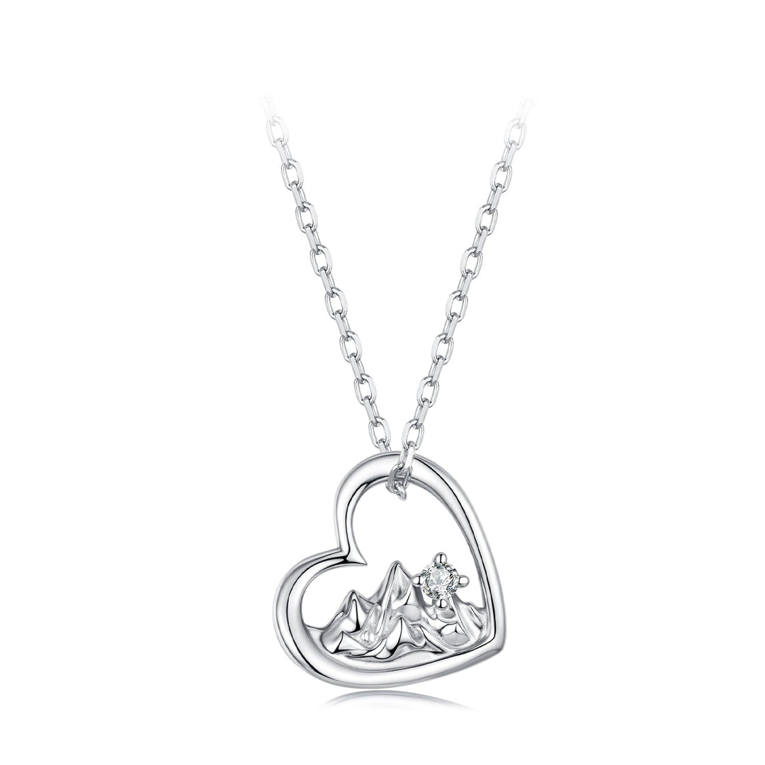 925 Sterling Silver White Gold Plated Necklace with CZ 40+5cm for Women