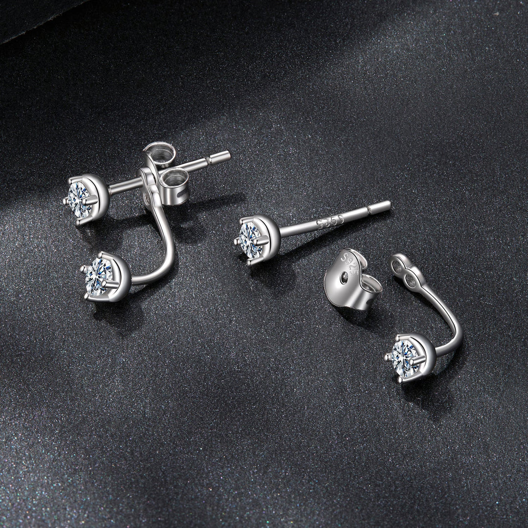 925 Sterling Silver White Gold Plated Moissanite Earrings 0.1 Carat for Women