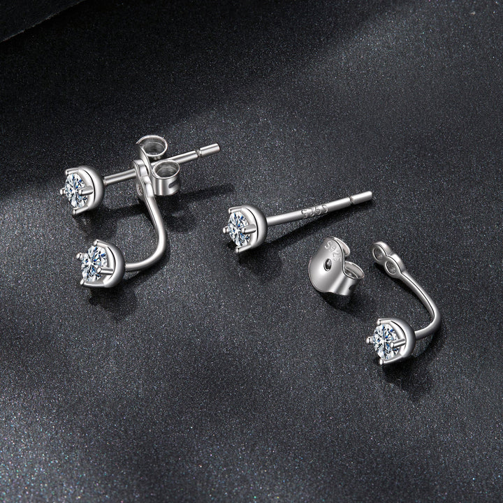 925 Sterling Silver White Gold Plated Moissanite Earrings 0.1 Carat for Women