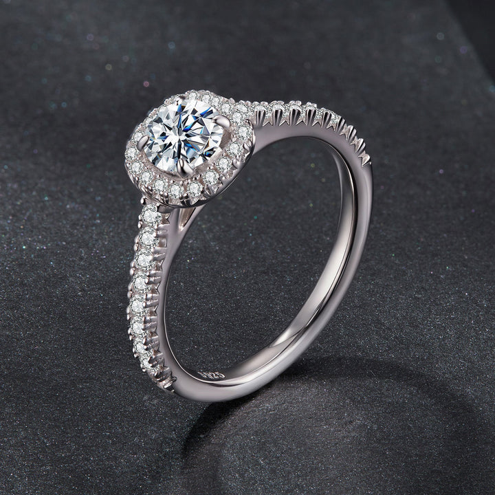 925 Sterling Silver Moissanite 0.5 Carat Ring for Women - Size 6