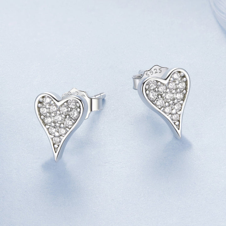 925 Sterling Silver White Gold Plated Pavé CZ Earrings