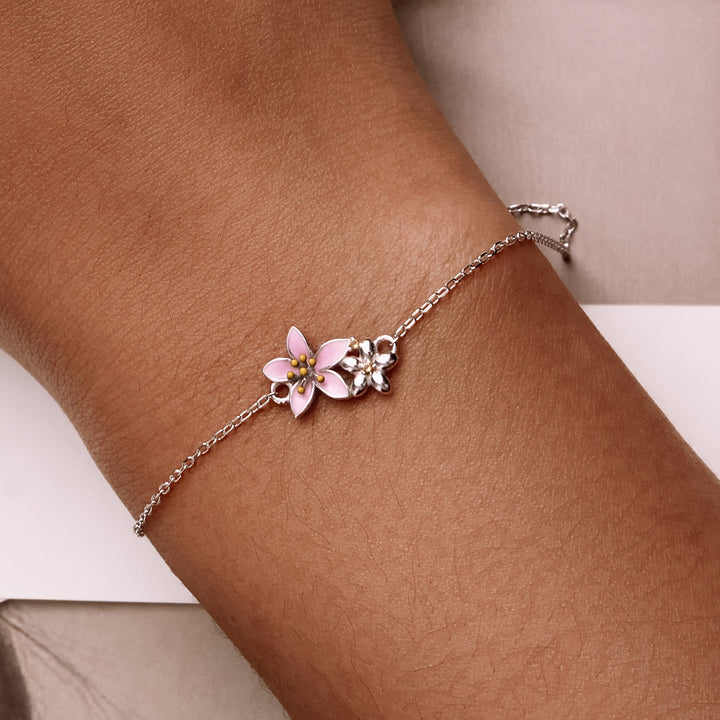 S925 Sterling Silver Adjustable Flower Bracelet for Women