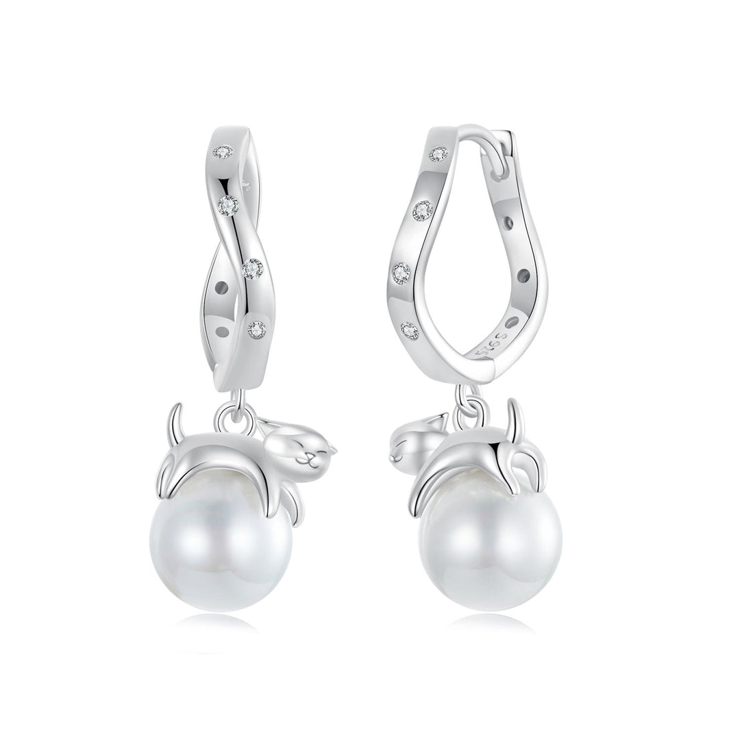 925 Sterling Silver Earrings with Quality Shell Pearl and CZ for Women