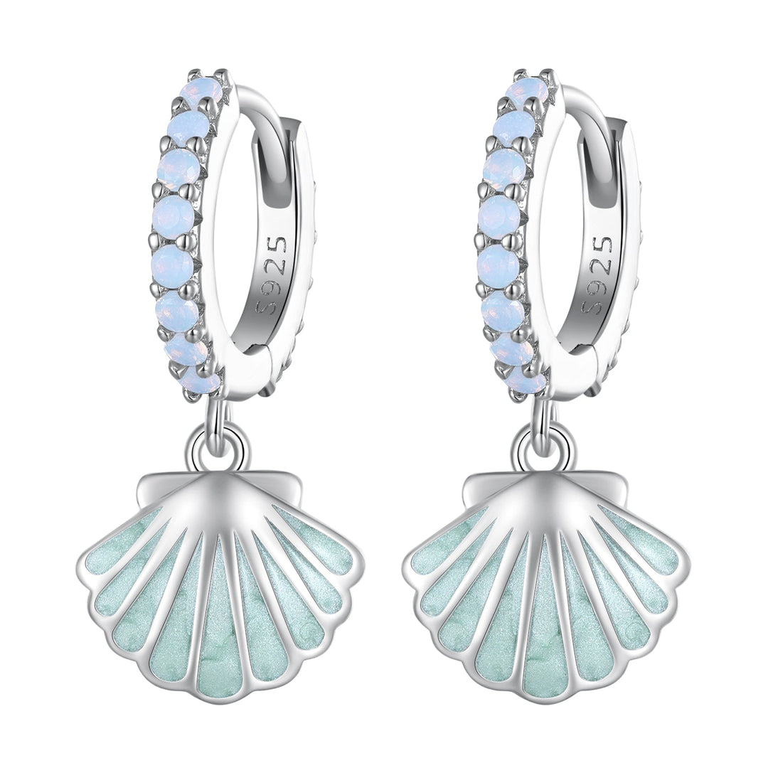 925 Sterling Silver Opal Enamel Earrings - 21x10mm for Women