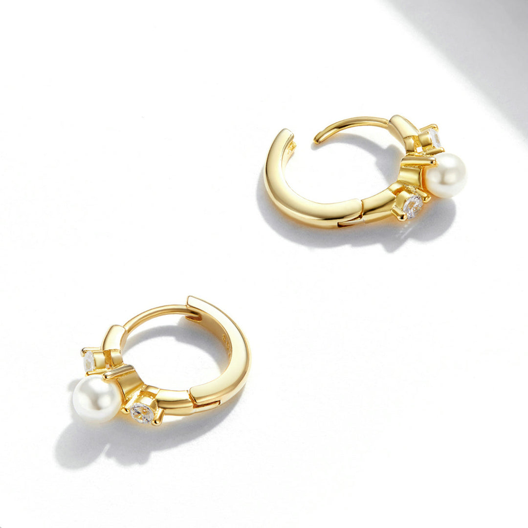925 Sterling Silver Pavé CZ Gold Plated 1x0.5cm Earrings for Women
