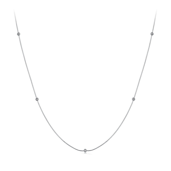 925 Sterling Silver Necklace with White Gold Plating, Length 40+5cm, Chain Thickness 0.08cm, for Women