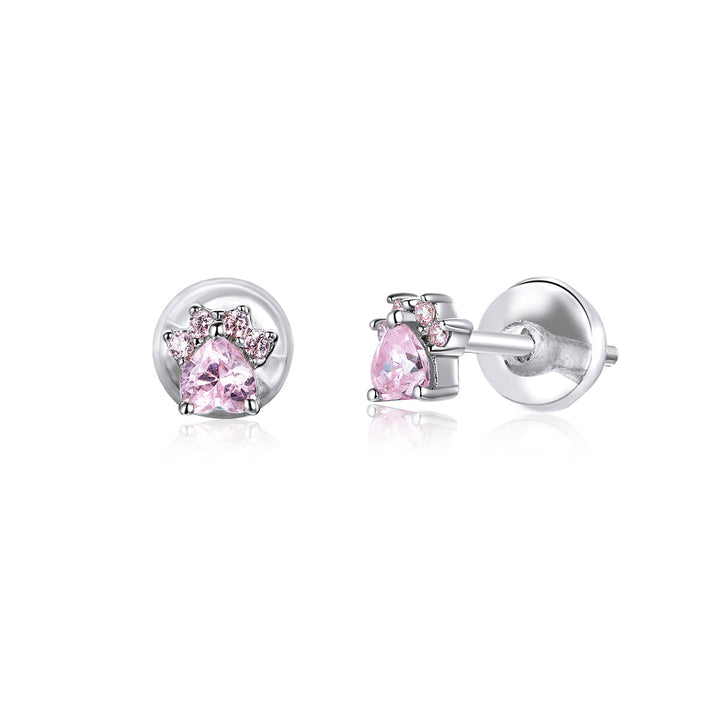 925 Sterling Silver Earrings with Plated Platinum and Pavé Set CZ, 0.4cm for Women