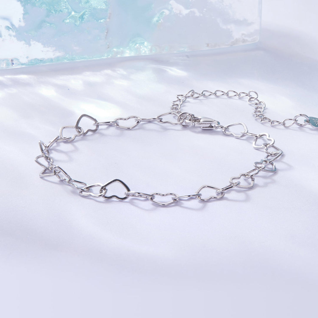 925 Sterling Silver Plated White Gold Adjustable Bracelet for Women