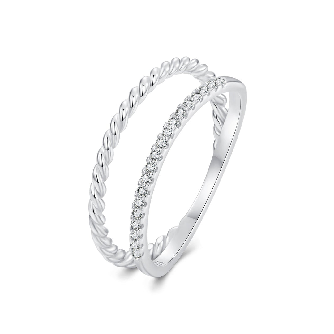 925 Sterling Silver Ring 6.0 Size with Pavé Setting CZ