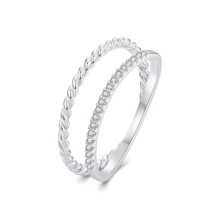 925 Sterling Silver Ring 6.0 Size with Pavé Setting CZ