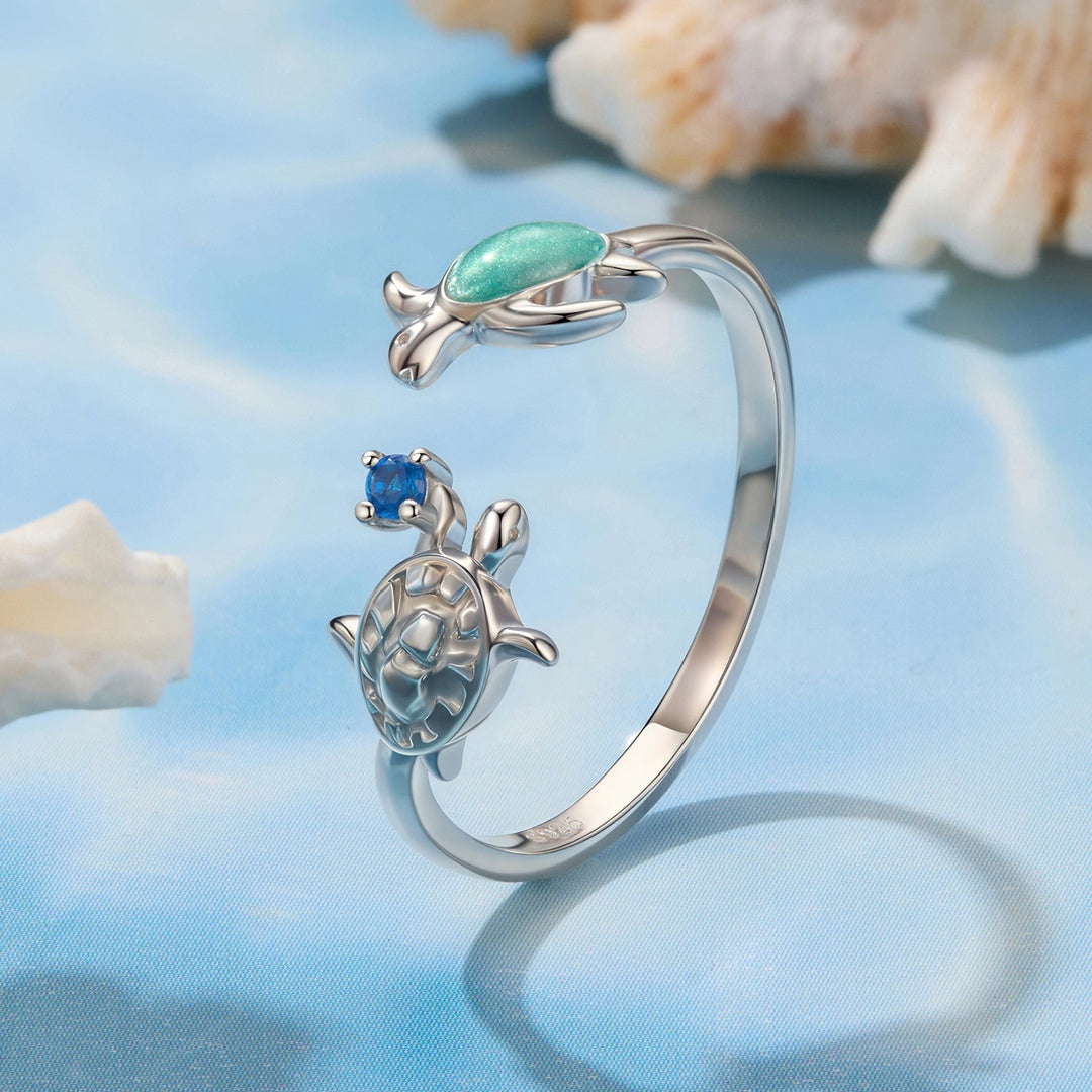 925 Sterling Silver Enamel White Gold Plated Ring for Women