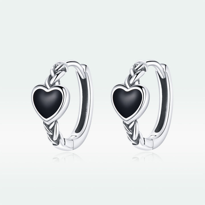 925 Sterling Silver Oxidized Enamel Earrings for Women - 1.2*0.5 cm