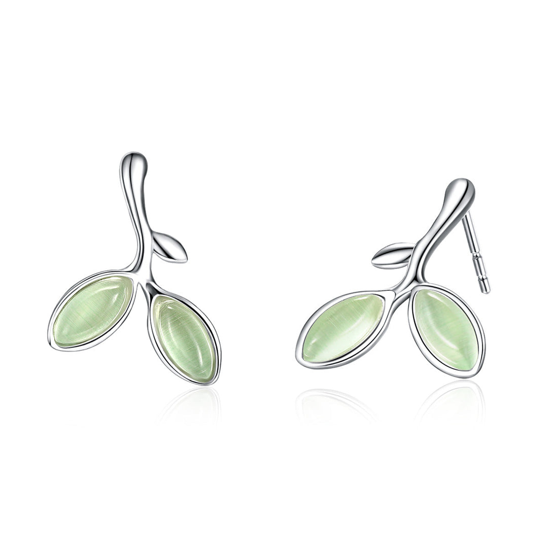 925 Sterling Silver Earrings with Synthetic Opal 1.5*1.3cm