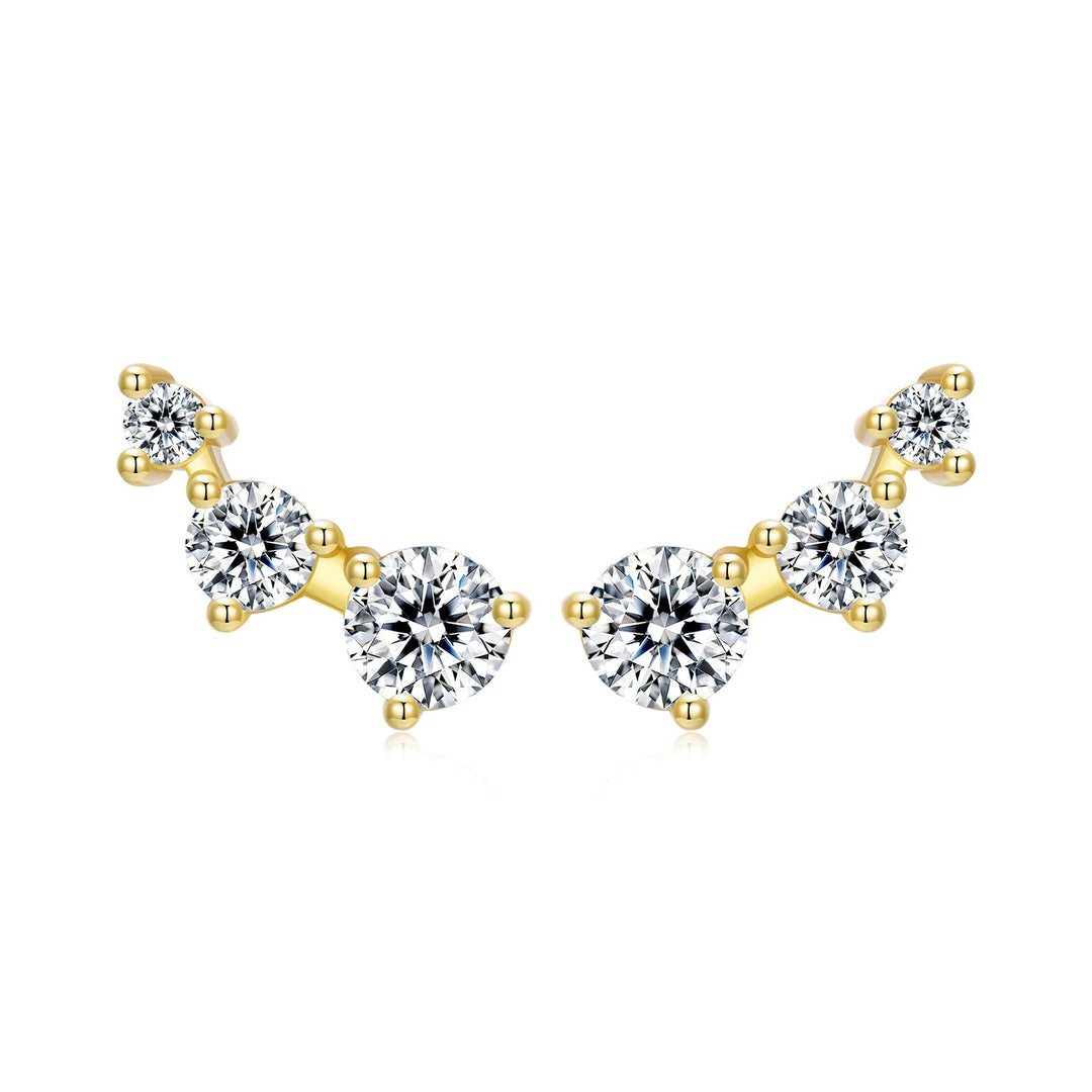 925 Sterling Silver Earrings with Pavé Setting CZ | Size 0.6*1.45cm for Women
