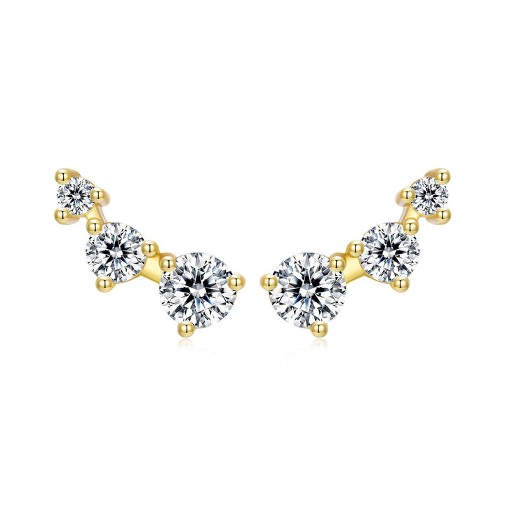 925 Sterling Silver Earrings with Pavé Setting CZ | Size 0.6*1.45cm for Women