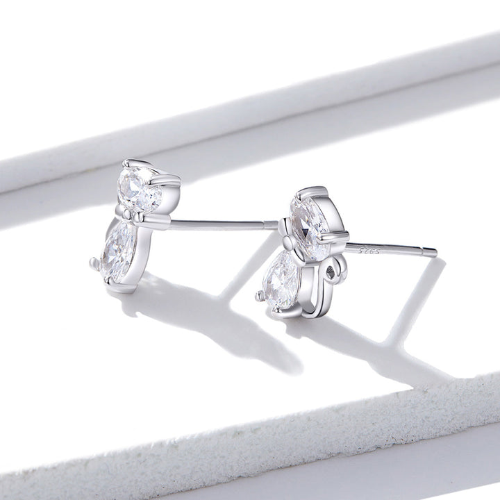 925 Sterling Silver Plated Platinum Earrings with Pavé Setting CZ for Women