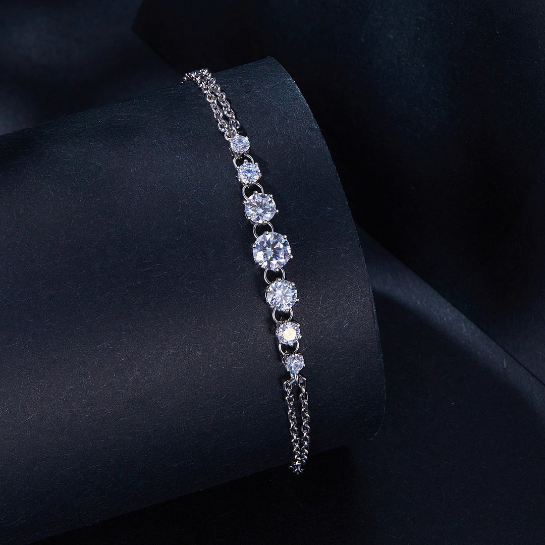 925 Sterling Silver 5MM Moissanite Bracelet for Women