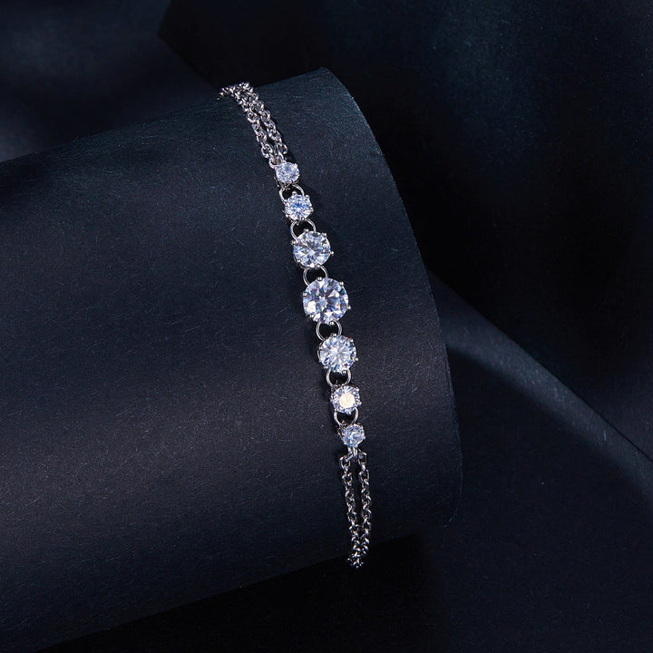 925 Sterling Silver 5MM Moissanite Bracelet for Women