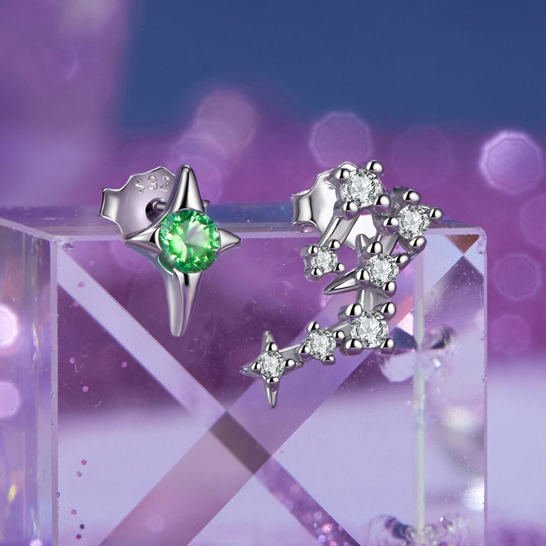 925 Sterling Silver White Gold Plated Star &amp; Constellation Earrings for Women