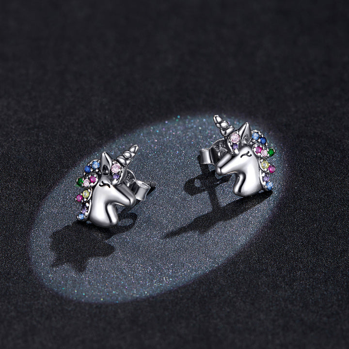 925 Sterling Silver Earrings with Pavé Setting CZ, Oxidized, 1.4x0.9cm for Women