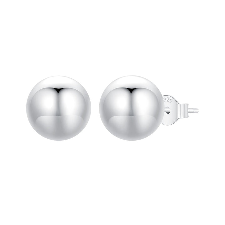 925 Sterling Silver Plated White Gold Earrings - 10mm for Women