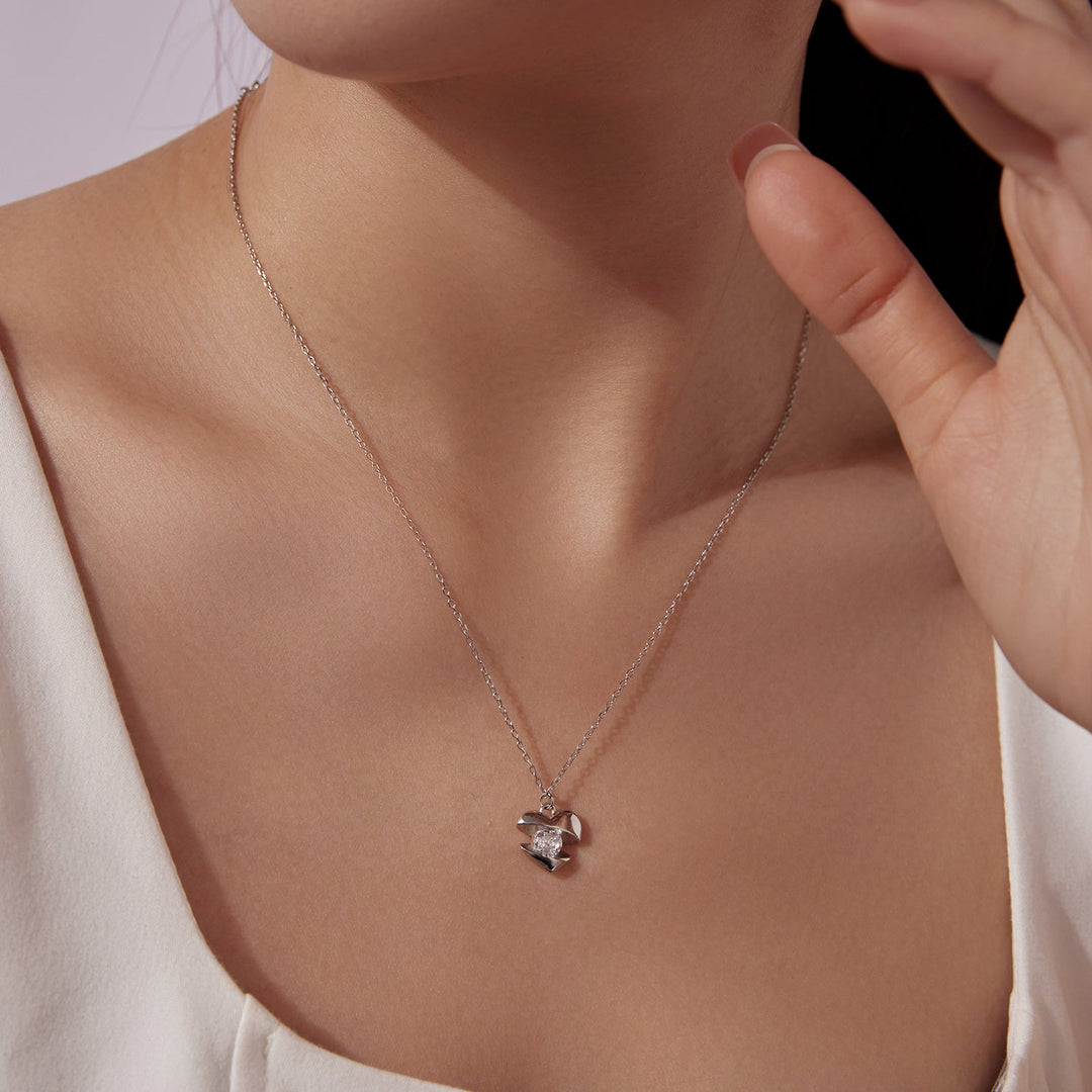925 Sterling Silver White Gold Plated 40cm+5cm Length CZ Necklace for Women