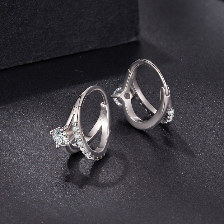 925 Sterling Silver Moissanite 0.3ct Earrings Size 1.2*0.6cm for Women
