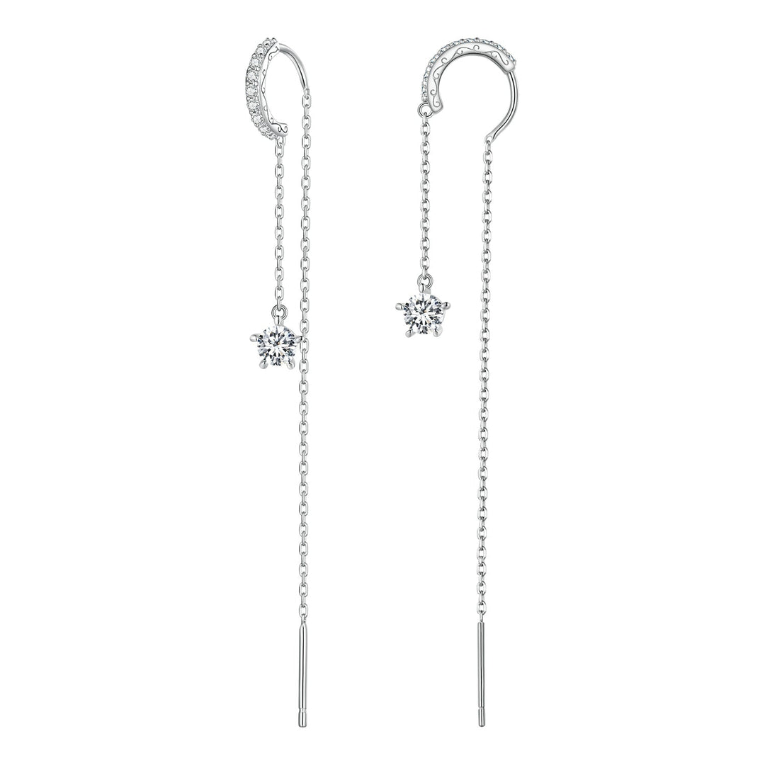 925 Sterling Silver Earrings with Pavé Setting CZ, 76*6mm