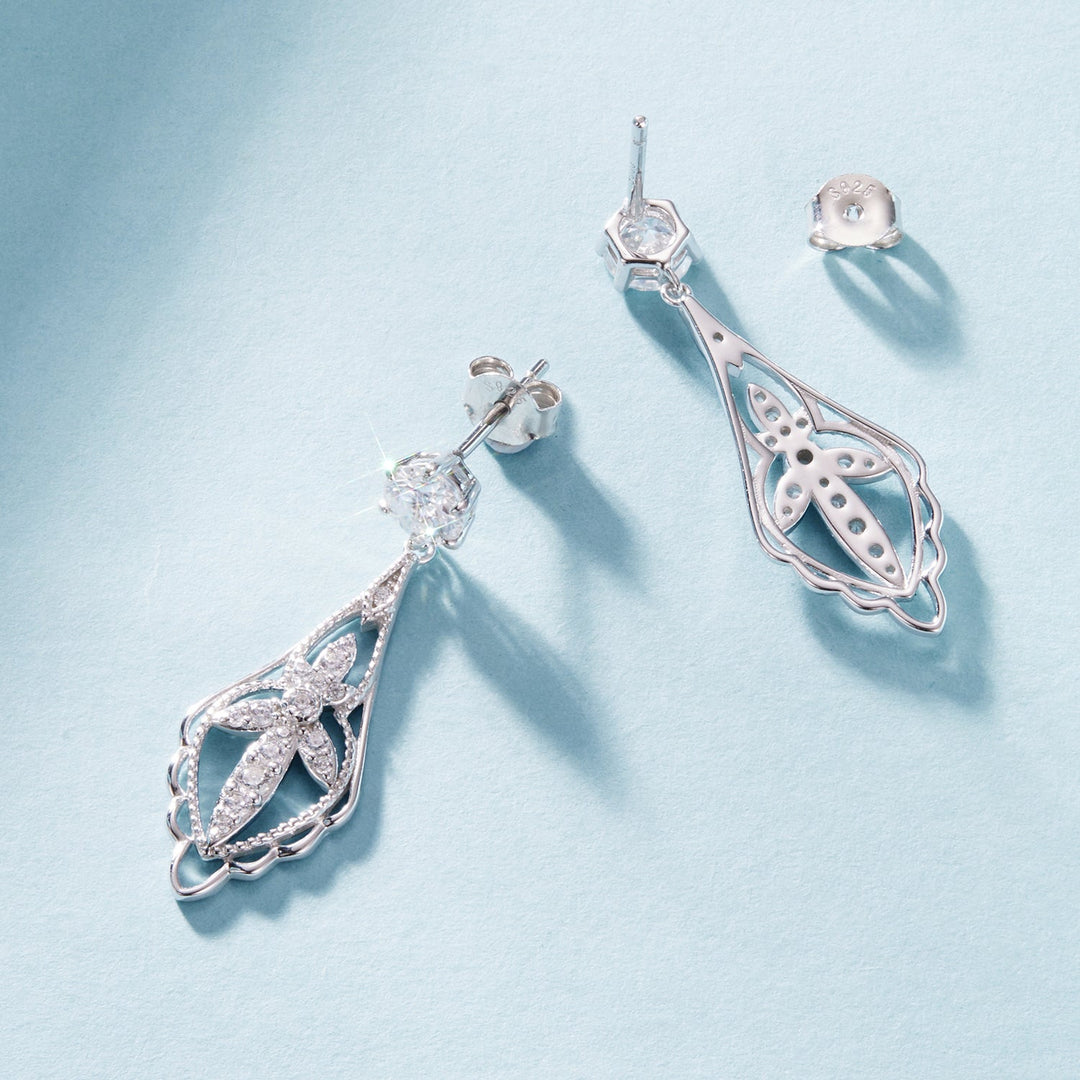 925 Sterling Silver 0.50 Carat Moissanite Earrings with White Gold Plating for Women