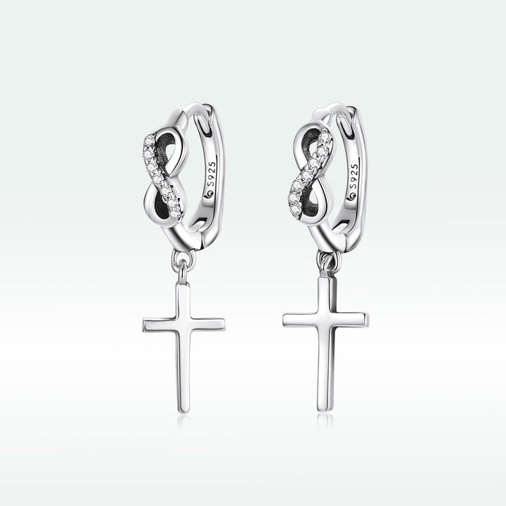 925 Sterling Silver Earrings with Pavé Setting CZ in Oxidized Finish