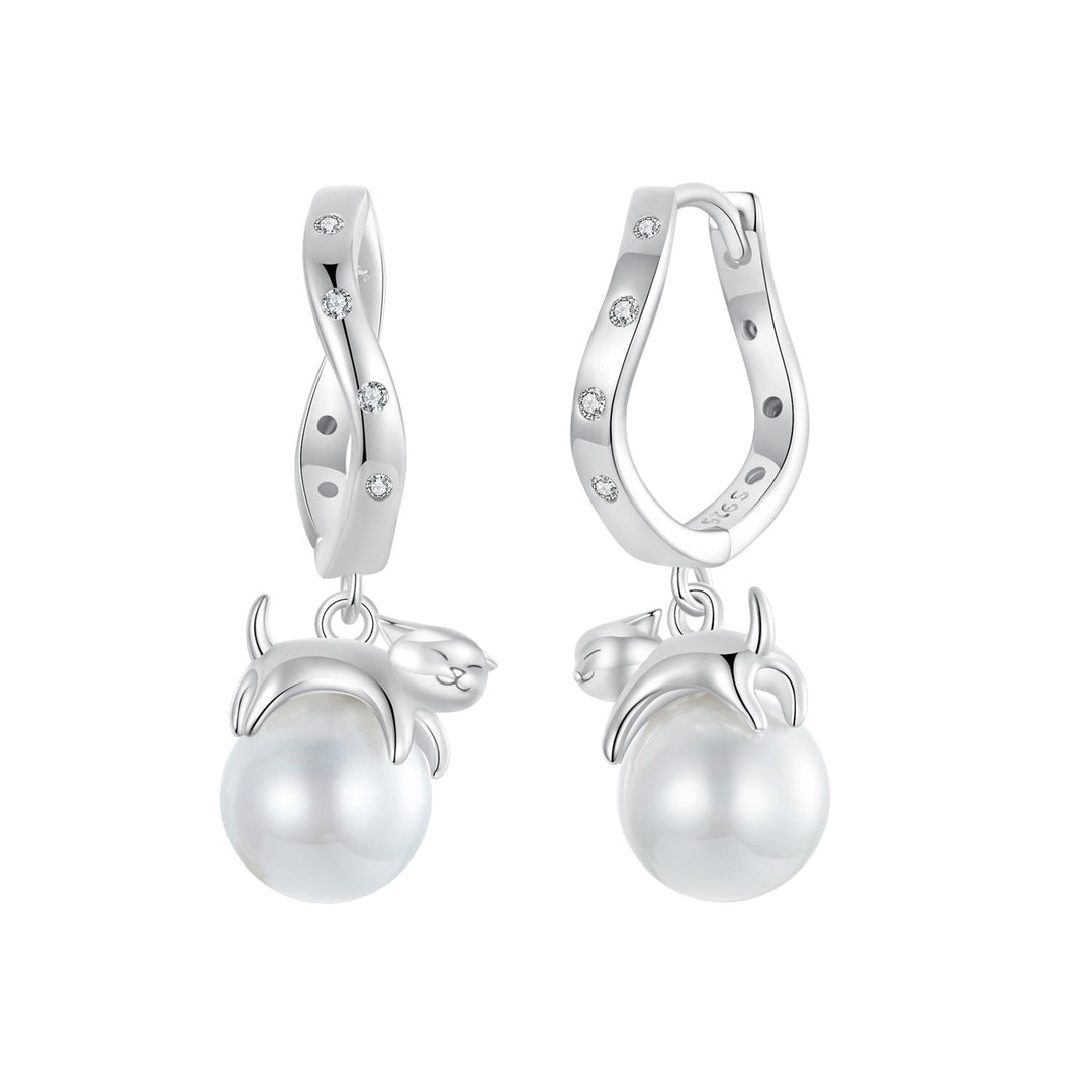 925 Sterling Silver Earrings with Quality Shell Pearl and CZ for Women