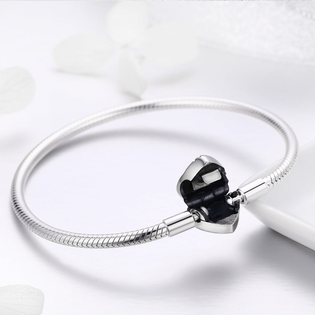 SCB 925 Sterling Silver Bracelet in Classic Style, Size 17.0 for Women