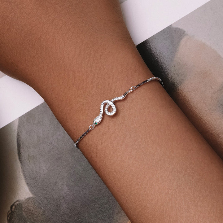 S925 Sterling Silver &amp; Pavé CZ Platinum-Plated Bracelet