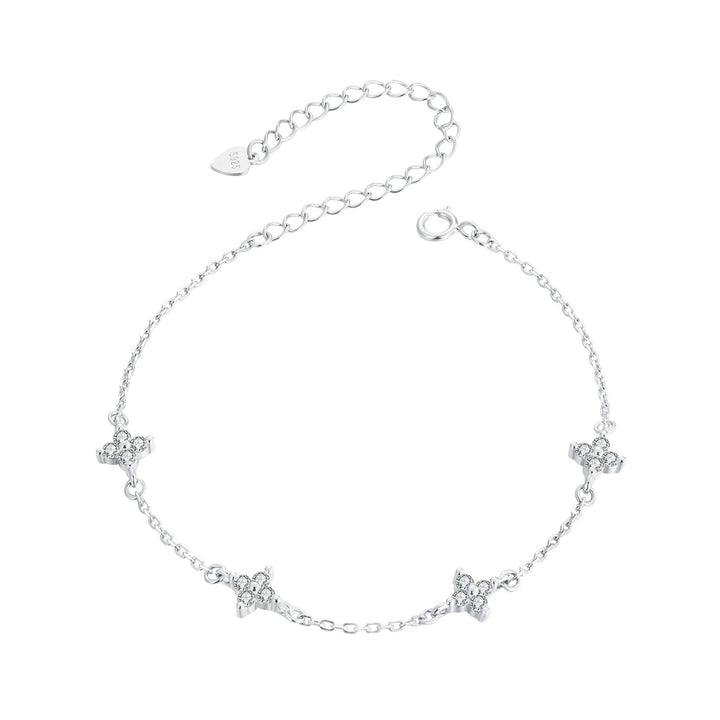925 Sterling Silver White Gold Plated Adjustable CZ Bracelet for Women