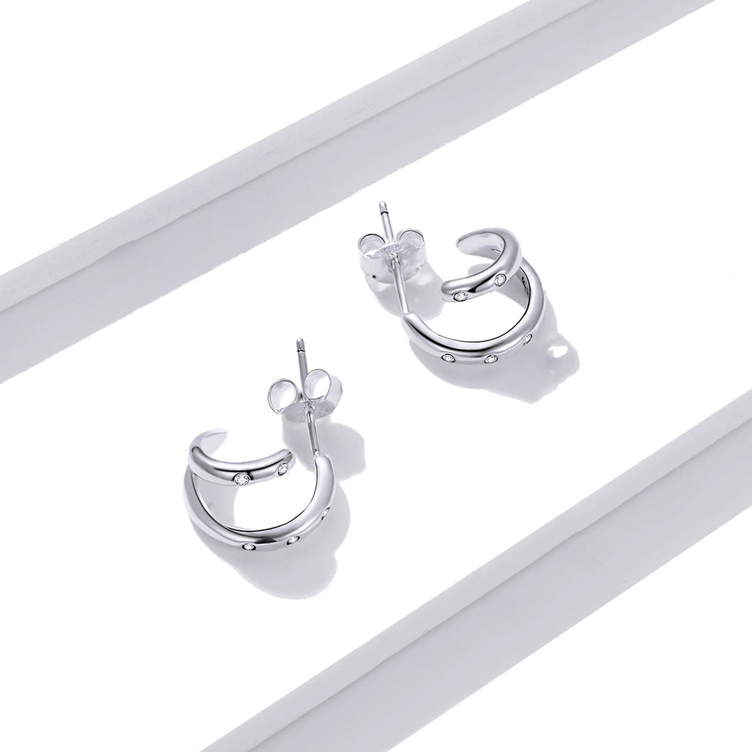925 Sterling Silver Earrings with Pavé Setting CZ
