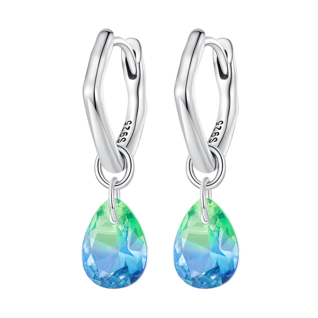 S925 Sterling Silver Oxidized Earrings with Transparent Glass &amp; Main Stone for Women