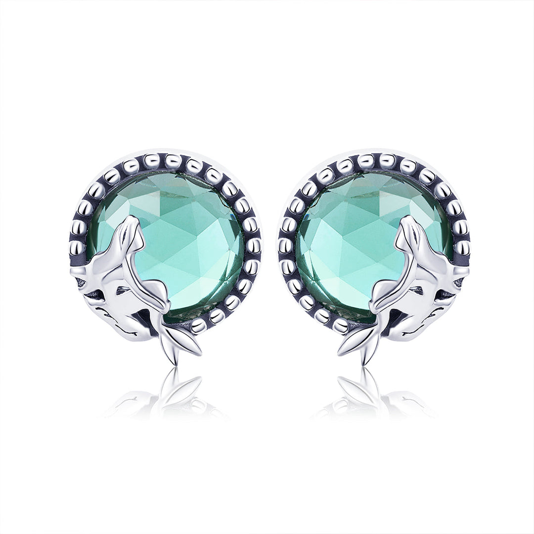 S925 Oxidized Silver Transparent Glass Earrings for Women