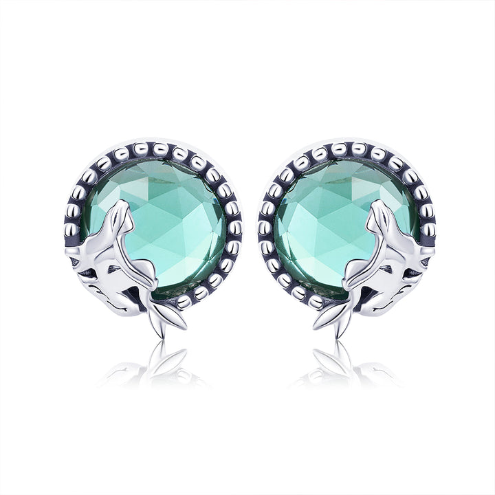 S925 Oxidized Silver Transparent Glass Earrings for Women