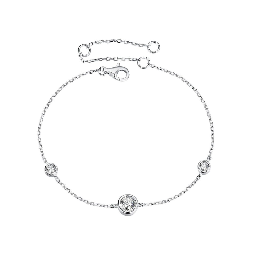 925 Sterling Silver 5mm Moissanite &amp; 3mm Moissanite Bracelet for Women