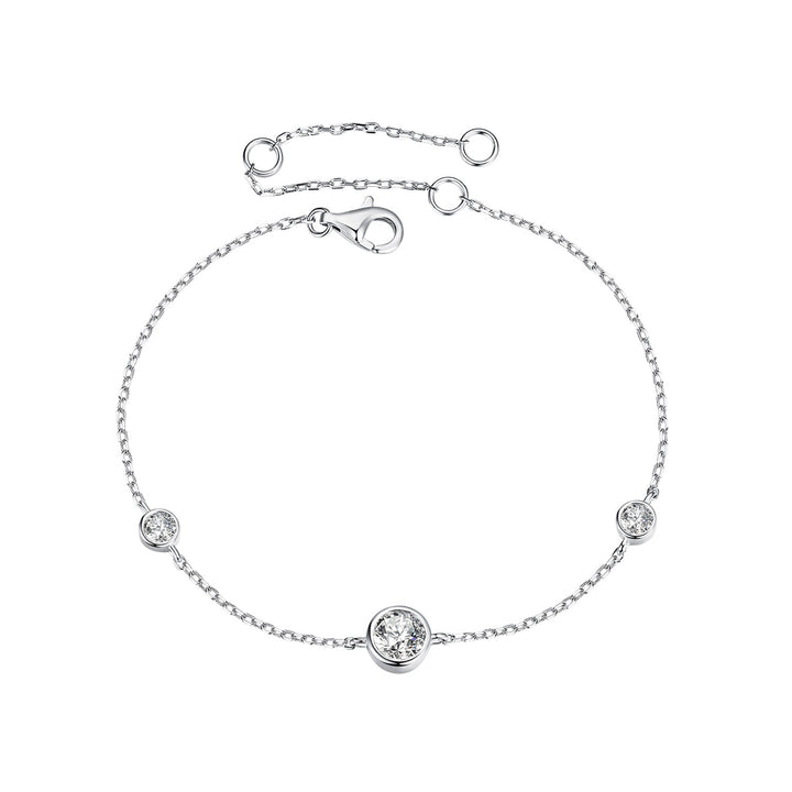 925 Sterling Silver 5mm Moissanite &amp; 3mm Moissanite Bracelet for Women