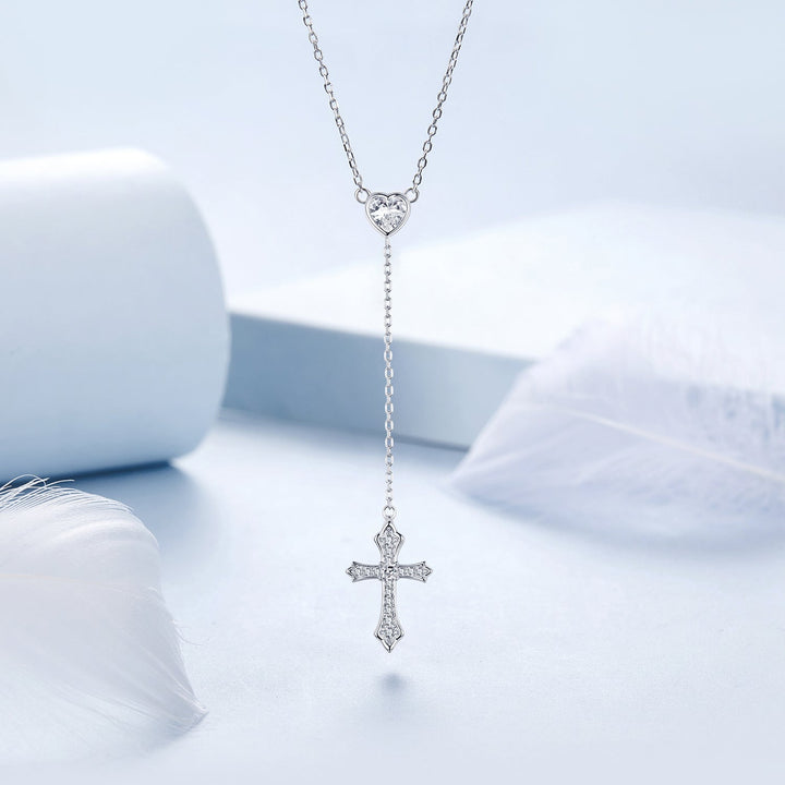925 Sterling Silver White Gold Plated Necklace with CZ Pavé Setting for Women