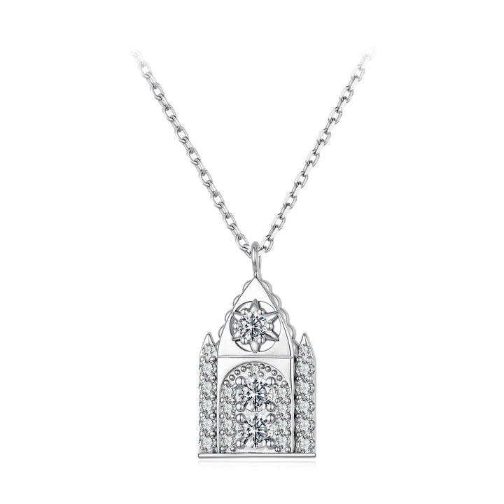 925 Sterling Silver White Gold Plated Moissanite CZ Pavé 40+5cm Necklace for Women