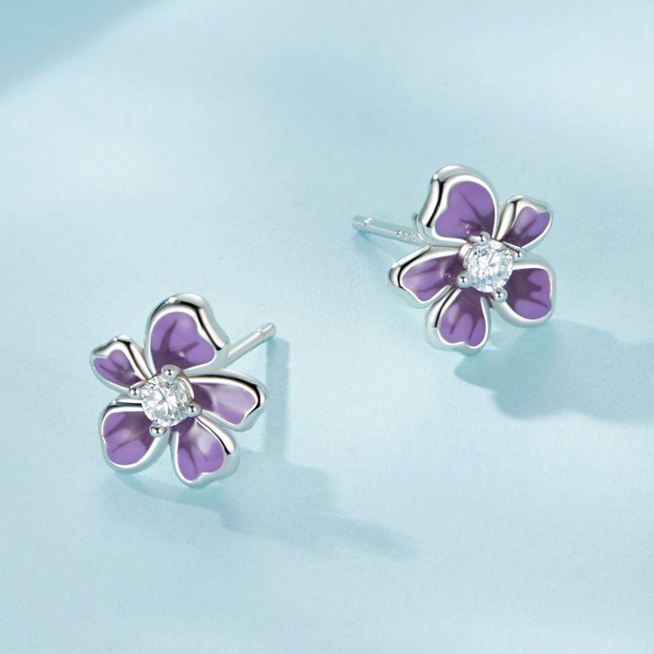 S925 Sterling Silver Plated Platinum Enamel Earrings for Women
