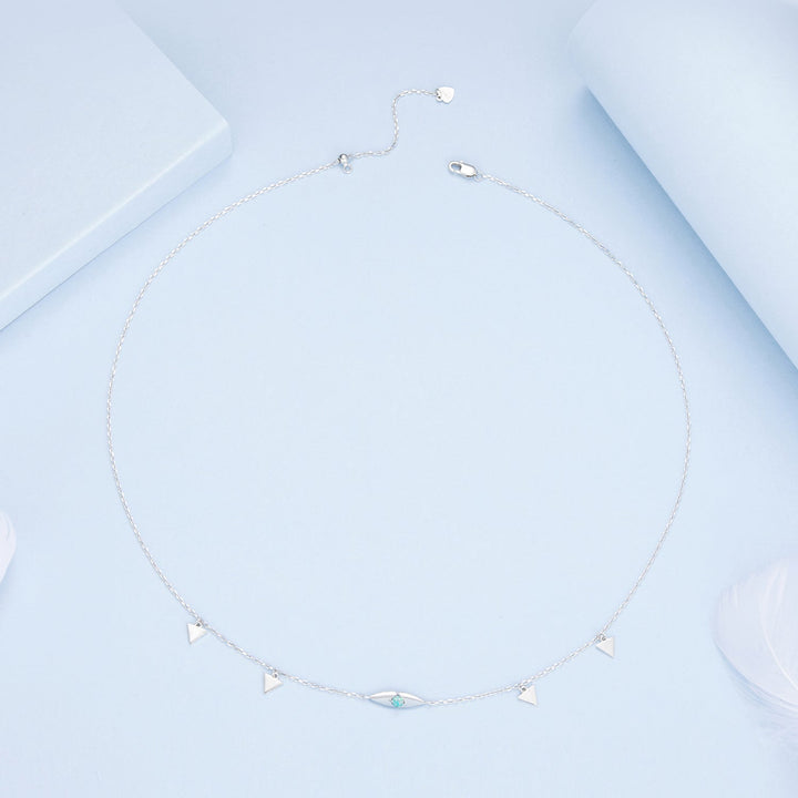 925 Sterling Silver Opal Pendant Necklace for Women - 40+5cm Adjustable Length